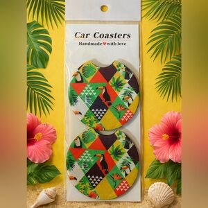 Tropical Patterned Car Coasters